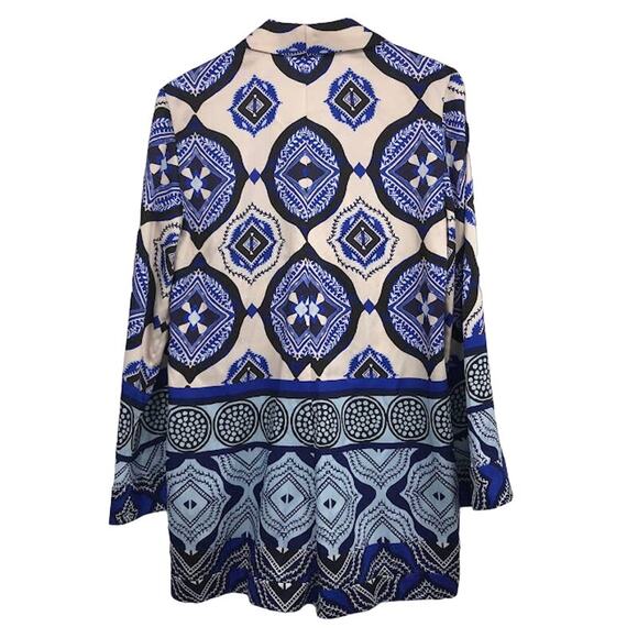 ALEXIS Robbie Romper M Geometric Collared Long Bell Sleeve Santorini Non-Stretch - Picture 2 of 5